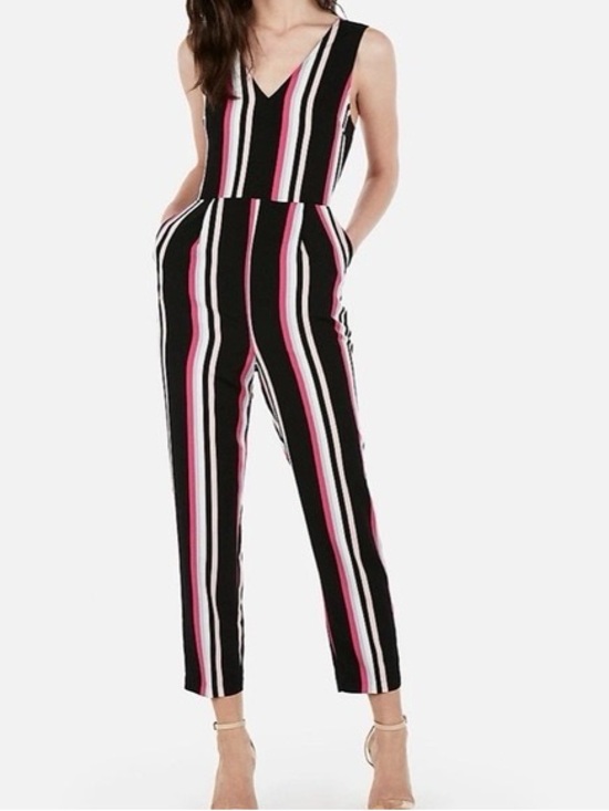 Express Pants - Express Striped Jumpsuit | Size Large
